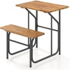 image:imageGiantex Single Picnic Table Bench Set Acacia Wood Outdoor Dining Table Set Heavy Duty Metal Frame Rectangular Tabletop for Porch Patio Lawn Garden 275x32x295275x32x295