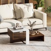image:imageGiantex Small Coffee Table with Storage 315 Wood Unique Center Table with 2Tier Shelf Low Accent Cocktail Tea Table Mid Century Modern Coffee Table for Living Room Small SpacesWhite  Walnut