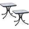 image:imageGiantex Small Outdoor Side Table with Tempered Glass Top HeavyDuty Metal Frame 110 Lbs Capacity Square Patio Table for Balcony Porch Backyard Deck Black2