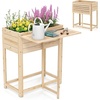 image:imageGiantex Wood Raised Garden Bed wFolding DropLeaf Potting Table Planter Box for Flower Herb Vegetable Fruit Indoor Outdoor Elevated Raised Beds for Gardening Backyard Patio Balcony25x265x295