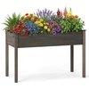image:imageGiantex Wooden Raised Garden Bed wLegs Wood Elevated Planter Box 35Lx 16Wx24H Outdoor Planter Stand for Flower Herb Garden Vegetable Fruit SucculentGray