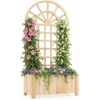 image:imageGiantex Wooden Raised Garden Bed with Arched Trellis Set 2 48 Fir Wood Outdoor Elevated Planter Box Privacy Screen wDrainage Hole Vertical Garden Bed for Climbing Plants Patio Balcony BackyardNatural