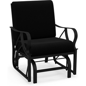 image:imageGiantex 2Pack Outdoor Glider Patio Rocking Chair with Thick Cushion Sturdy Metal Frame Curved Armrest Ergonomic Design SinglePerson Glider Chair for Garden Yard Porch Rocker BeigeBlack