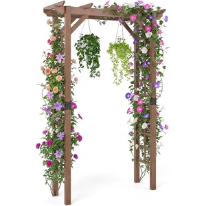 image:imageGiantex 85 Garden Arch Trellis Wood Garden Arbor with Flat Top for Climbing Plants Roses amp Vines Outdoor Wooden Wedding Arch for Ceremony Backyard Lawn Patio Garden Entrance DecorationDark Brown