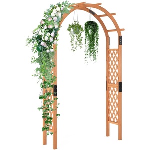 image:imageGiantex 85 Garden Arch Trellis Wood Garden Arbor with Flat Top for Climbing Plants Roses amp Vines Outdoor Wooden Wedding Arch for Ceremony Backyard Lawn Patio Garden Entrance DecorationWalnut Brown