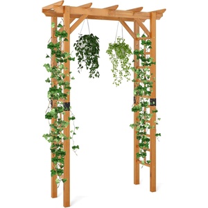 image:imageGiantex 85 Garden Arch Trellis Wood Garden Arbor with Flat Top for Climbing Plants Roses amp Vines Outdoor Wooden Wedding Arch for Ceremony Backyard Lawn Patio Garden Entrance DecorationHoney Brown