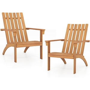 image:imageGiantex Adirondack Chair Acacia Wood Fire Pit Chairs wInclined Seat High Backrest Ergonomic Outdoor Slatted Patio Chair for Backyard Poolside Lawn Porch2