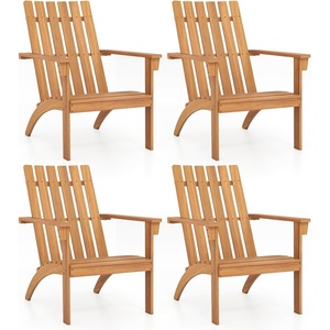 image:imageGiantex Adirondack Chair Acacia Wood Fire Pit Chairs wInclined Seat High Backrest Ergonomic Outdoor Slatted Patio Chair for Backyard Poolside Lawn Porch4
