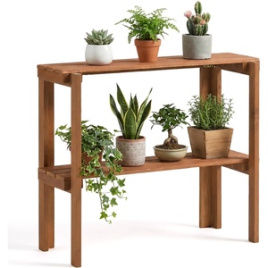 image:imageGiantex Foldable Plant Shelf 3Tier Solid Wood Indoor Outdoor Flower Pot Display Rack Corner Storage Bookshelf Freestanding Tiered Plant Stand for Garden Patio Balcony No Assembly2Tier