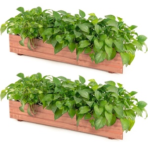 image:imageGiantex Raised Garden Bed 36 x 7 x 65 Wooden Elevated Planter Box for Flower Vegetable Herb Garden Window Mounted Plant Box for Planting Garden Backyard Patio2