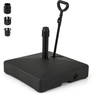 image:imageGiantex Umbrella Base with Wheels  Fillable Patio Umbrella Stand with Retractable amp Removable Pull Rod 132 lbs Capacity Weighted Market Umbrella Pole Holder for Outdoor Poolside Backyard Garden1320 Pounds
