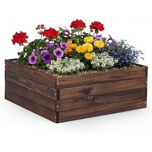 image:imageGiantex Wooden Raised Garden Bed 23 x 23 Square Fir Wood Planter Box with OpenEnded Base for Vegetables Flowers Herbs Indoor Outdoor Elevated Planter Container for Patio Yard Garden amp Balcony23 x 23 x 9