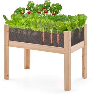 image:imageGiantex Wooden Raised Garden Bed wLegs Wood Elevated Planter Box 35Lx 16Wx24H Outdoor Planter Stand for Flower Herb Garden Vegetable Fruit SucculentClear