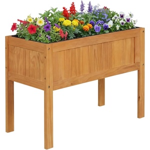 image:imageGiantex Wooden Raised Garden Bed wLegs Wood Elevated Planter Box 35Lx 16Wx24H Outdoor Planter Stand for Flower Herb Garden Vegetable Fruit SucculentTeak