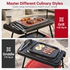 image:imageGiantex 2in1 Electric Grill and Griddle Indoor Outdoor  Portable LowSmoke BBQ Grill with Adjustable Stand Grease Tray Tabletop or Freestanding for Picnic Camping Backyard 1500W