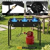 image:imageGiantex 3 Burner Propane Gas Stove  240000 BTU High Pressure Camp Cooker Detachable Legs 020 PSI Adjustable Regulator for BBQ Grilling Brewing Frying345 x 18 x 29 L  W  H