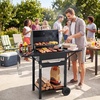 image:imageGiantex Charcoal Grill with 2 Side Tables  Outdoor Smoker BBQ Grill with Adjustable Charcoal Grate Wheels Thermometer Chimney amp Ash Tray for Backyard Party Camping