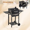 image:imageGiantex Charcoal Grill with 2 Side Tables  Outdoor Smoker BBQ Grill with Adjustable Charcoal Grate Wheels Thermometer Chimney amp Ash Tray for Backyard Party Camping