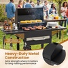 image:imageGiantex Charcoal Grill with 2 Side Tables  Outdoor Smoker BBQ Grill with Adjustable Charcoal Grate Wheels Thermometer Chimney amp Ash Tray for Backyard Party Camping