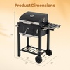 image:imageGiantex Charcoal Grill with Foldable Side Shelf Outdoor BBQ Grill with Adjustable Charcoal Tray Thermometer Shelves amp Ash Tray Portable Barbecue Griddle with Wheels for Backyard Camping Picnic37 x 21 x 38 L  W  H