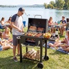 image:imageGiantex Charcoal Grill with Foldable Side Shelf Outdoor BBQ Grill with Adjustable Charcoal Tray Thermometer Shelves amp Ash Tray Portable Barbecue Griddle with Wheels for Backyard Camping Picnic37 x 21 x 38 L  W  H