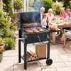 image:imageGiantex Charcoal Grill with Foldable Side Shelf Outdoor BBQ Grill with Adjustable Charcoal Tray Thermometer Shelves amp Ash Tray Portable Barbecue Griddle with Wheels for Backyard Camping Picnic37 x 21 x 38 L  W  H