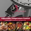 image:imageGiantex Electric BBQ Grill with Warming Rack 1600W Portable Outdoor Electric Grill with Lid Adjustable Temperature NonStick Removable Grates Grease Tray for Patio Camping BalconyBlack