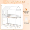 image:imageGiantex House Bunk Bed Twin Over Twin Solid Wood Floor Bunk Bed with Built in Ladder Window amp Safety Guardrail Wooden Kids Low Bunk Beds for Teens Boys amp Girls No Box Spring Needed WhiteWhite
