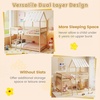 image:imageGiantex House Bunk Bed Twin Over Twin Solid Wood Floor Bunk Bed with Built in Ladder Window amp Safety Guardrail Wooden Kids Low Bunk Beds for Teens Boys amp Girls No Box Spring Needed WhiteNatural
