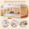 image:imageGiantex House Bunk Bed Twin Over Twin Solid Wood Floor Bunk Bed with Built in Ladder Window amp Safety Guardrail Wooden Kids Low Bunk Beds for Teens Boys amp Girls No Box Spring Needed WhiteWhite