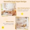 image:imageGiantex House Bunk Bed Twin Over Twin Solid Wood Floor Bunk Bed with Built in Ladder Window amp Safety Guardrail Wooden Kids Low Bunk Beds for Teens Boys amp Girls No Box Spring Needed WhiteWhite