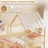 image:imageGiantex House Bunk Bed Twin Over Twin Solid Wood Floor Bunk Bed with Built in Ladder Window amp Safety Guardrail Wooden Kids Low Bunk Beds for Teens Boys amp Girls No Box Spring Needed WhiteNatural