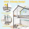 image:imageGiantex House Bunk Bed Twin Over Twin Solid Wood Floor Bunk Bed with Built in Ladder Window amp Safety Guardrail Wooden Kids Low Bunk Beds for Teens Boys amp Girls No Box Spring Needed WhiteWhite  Gray