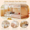 image:imageGiantex House Bunk Bed Twin Over Twin Solid Wood Floor Bunk Bed with Built in Ladder Window amp Safety Guardrail Wooden Kids Low Bunk Beds for Teens Boys amp Girls No Box Spring Needed WhiteNatural