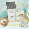 image:imageGiantex House Bunk Bed Twin Over Twin Solid Wood Floor Bunk Bed with Built in Ladder Window amp Safety Guardrail Wooden Kids Low Bunk Beds for Teens Boys amp Girls No Box Spring Needed WhiteWhite