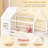image:imageGiantex House Bunk Bed Twin Over Twin Solid Wood Floor Bunk Bed with Built in Ladder Window amp Safety Guardrail Wooden Kids Low Bunk Beds for Teens Boys amp Girls No Box Spring Needed WhiteWhite