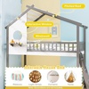 image:imageGiantex House Bunk Bed Twin Over Twin Solid Wood Floor Bunk Bed with Built in Ladder Window amp Safety Guardrail Wooden Kids Low Bunk Beds for Teens Boys amp Girls No Box Spring Needed WhiteWhite  Gray