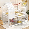 image:imageGiantex House Bunk Bed Twin Over Twin Solid Wood Floor Bunk Bed with Built in Ladder Window amp Safety Guardrail Wooden Kids Low Bunk Beds for Teens Boys amp Girls No Box Spring Needed WhiteWhite