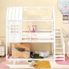image:imageGiantex House Bunk Bed Twin Over Twin Solid Wood Floor Bunk Bed with Built in Ladder Window amp Safety Guardrail Wooden Kids Low Bunk Beds for Teens Boys amp Girls No Box Spring Needed WhiteWhite