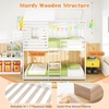 image:imageGiantex House Bunk Bed Twin Over Twin Solid Wood Floor Bunk Bed with Built in Ladder Window amp Safety Guardrail Wooden Kids Low Bunk Beds for Teens Boys amp Girls No Box Spring Needed WhiteWhite