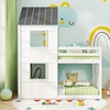 image:imageGiantex House Bunk Bed Twin Over Twin Solid Wood Floor Bunk Bed with Built in Ladder Window amp Safety Guardrail Wooden Kids Low Bunk Beds for Teens Boys amp Girls No Box Spring Needed WhiteWhite