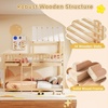 image:imageGiantex House Bunk Bed Twin Over Twin Solid Wood Floor Bunk Bed with Built in Ladder Window amp Safety Guardrail Wooden Kids Low Bunk Beds for Teens Boys amp Girls No Box Spring Needed WhiteNatural