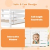 image:imageGiantex House Bunk Bed Twin Over Twin Solid Wood Floor Bunk Bed with Built in Ladder Window amp Safety Guardrail Wooden Kids Low Bunk Beds for Teens Boys amp Girls No Box Spring Needed WhiteWhite