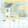 image:imageGiantex House Bunk Bed Twin Over Twin Solid Wood Floor Bunk Bed with Built in Ladder Window amp Safety Guardrail Wooden Kids Low Bunk Beds for Teens Boys amp Girls No Box Spring Needed WhiteWhite
