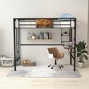 image:imageGiantex Metal Twin Loft Bed with Desk and Storage Shelf Heavy Duty Loft Bed Frame with Buildin Ladder amp Safety Guardrail SpaceSaving Twin Size Loft Bed for Teenager and Adult BlackTwin77L x 40W x 68H