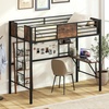 image:imageGiantex Metal Twin Loft Bed with Desk and Storage Shelf Heavy Duty Loft Bed Frame with Buildin Ladder amp Safety Guardrail SpaceSaving Twin Size Loft Bed for Teenager and Adult BlackTwin78L x 405W x 68H