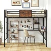 image:imageGiantex Metal Twin Loft Bed with Desk and Storage Shelf Heavy Duty Loft Bed Frame with Buildin Ladder amp Safety Guardrail SpaceSaving Twin Size Loft Bed for Teenager and Adult BlackTwin78L x 405W x 68H