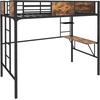 image:imageGiantex Metal Twin Loft Bed with Desk and Storage Shelf Heavy Duty Loft Bed Frame with Buildin Ladder amp Safety Guardrail SpaceSaving Twin Size Loft Bed for Teenager and Adult BlackTwin77L x 40W x 68H