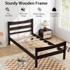 image:imageGiantex Wood Twin Bed Frames with Headboard Modern Platform Bed with Wooden Slats Support UnderBed Storage Space No Box Spring Needed Twin Bed Frames for Kids Guest Adults WalnutEspresso