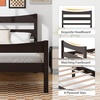 image:imageGiantex Wood Twin Bed Frames with Headboard Modern Platform Bed with Wooden Slats Support UnderBed Storage Space No Box Spring Needed Twin Bed Frames for Kids Guest Adults WalnutEspresso
